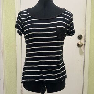 Splash Black and White Striped Tee